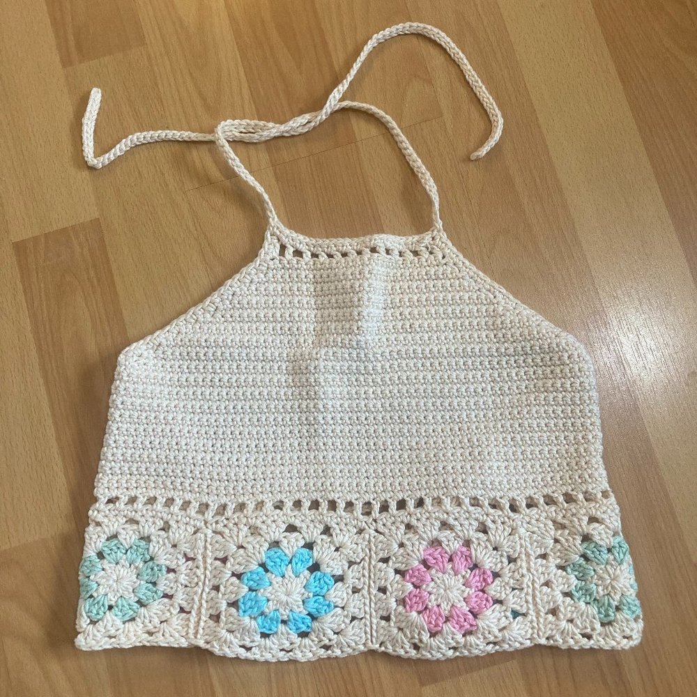 handmade crochet high-neck halter